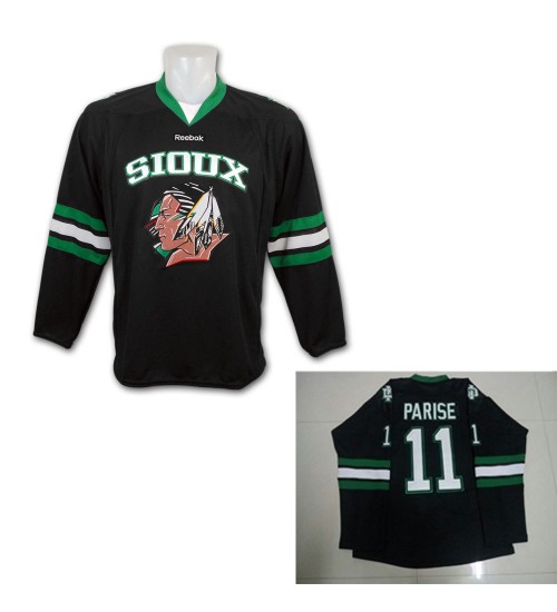 Custom NCAA University Zach Parise 11 North Dakota Fighting Sioux Hockey Jersey Black